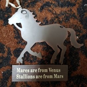 EUC Sign, approx. 6x6", "Mares Are From Venus, Stallions Are From Mars".  Cute!